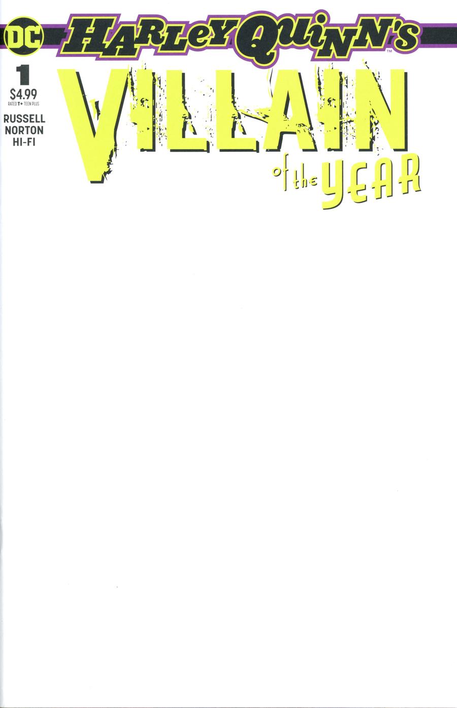 Harley Quinn Villain Of The Year #1 Blank Variant Edition