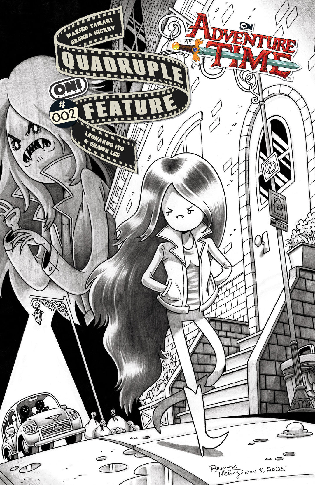 Adventure Time Quadruple Feature #2 Cover D Inc 1:20 Brenda Hickey Black & White Variant