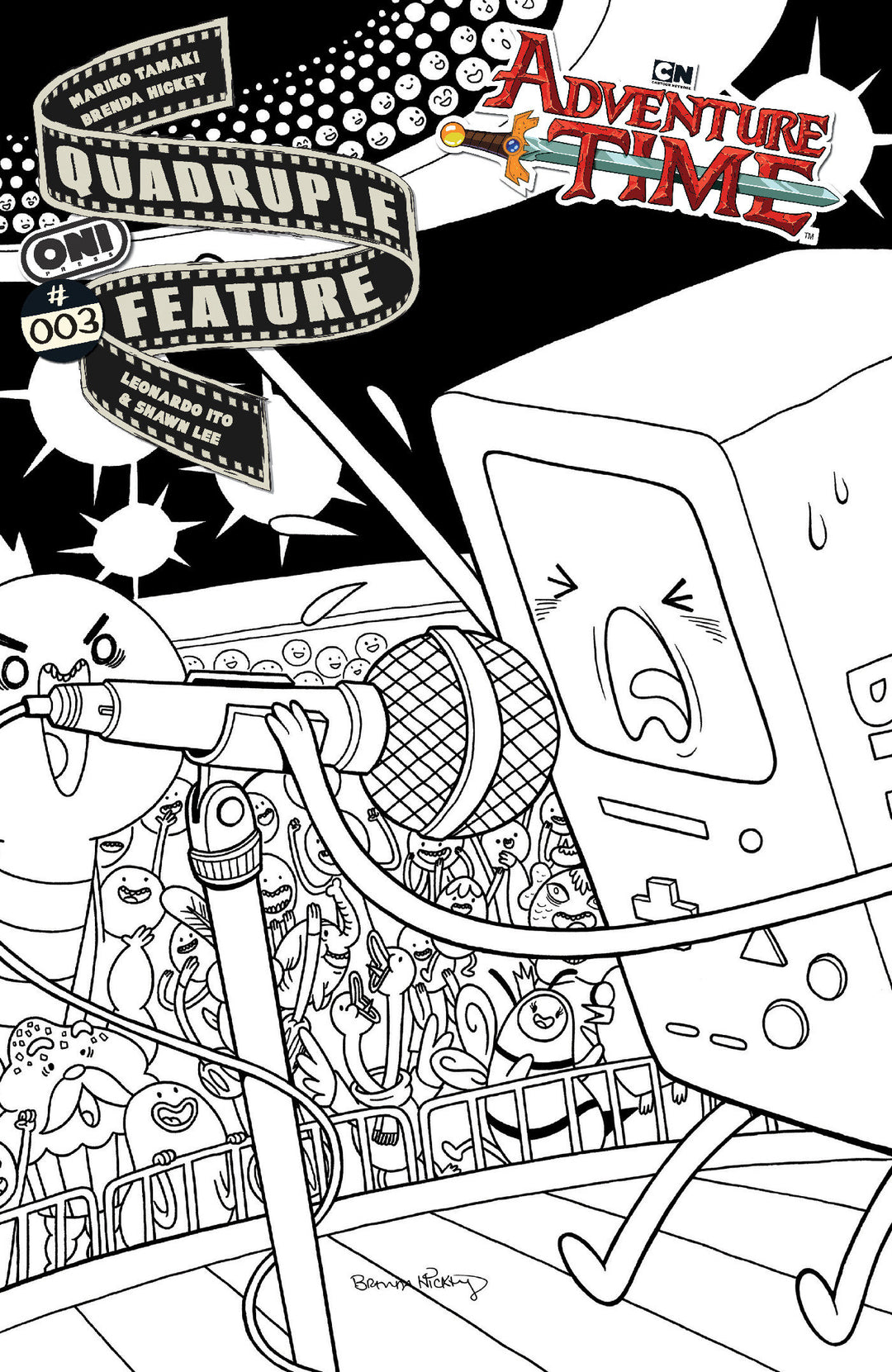 Adventure Time Quadruple Feature #3 Cover D Inc 1:20 Brenda Hickey Black & White Variant