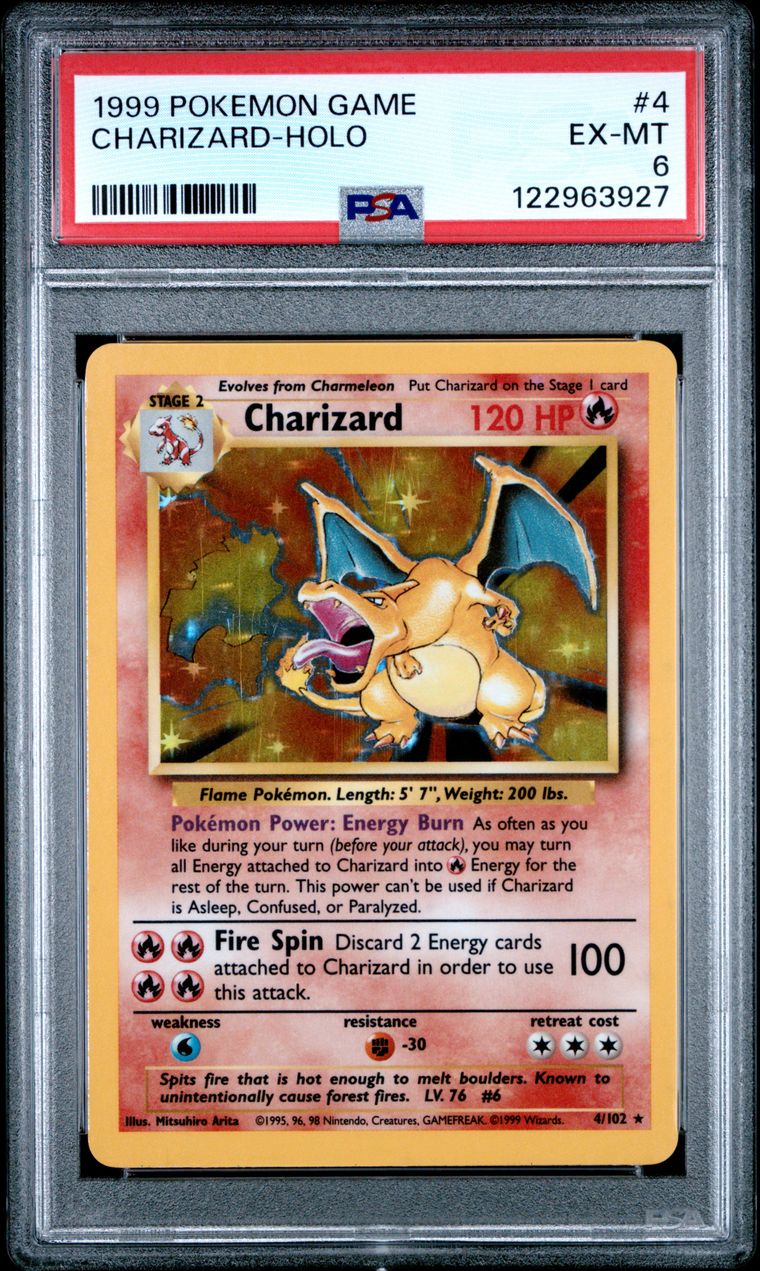 Charizard #4 Pokemon Base Set: EX-MT 6