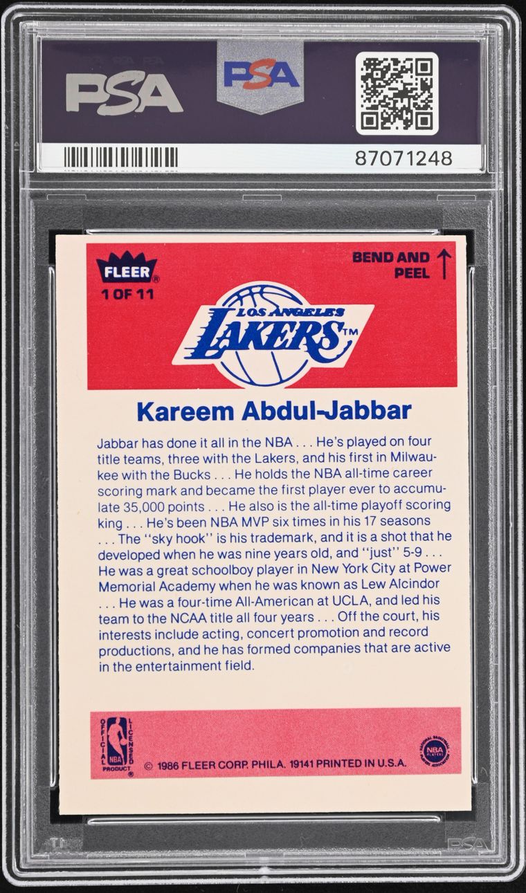 Complete 1986 Fleer Sticker Set #1-11