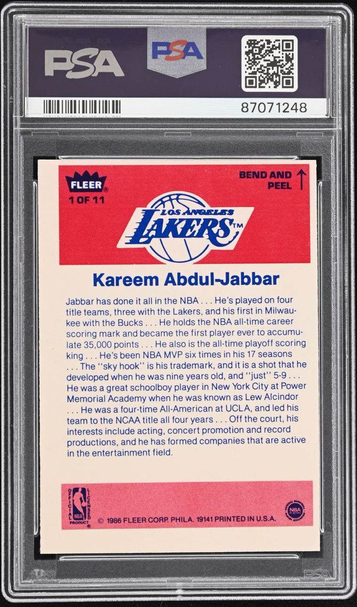 Complete 1986 Fleer Sticker Set #1-11