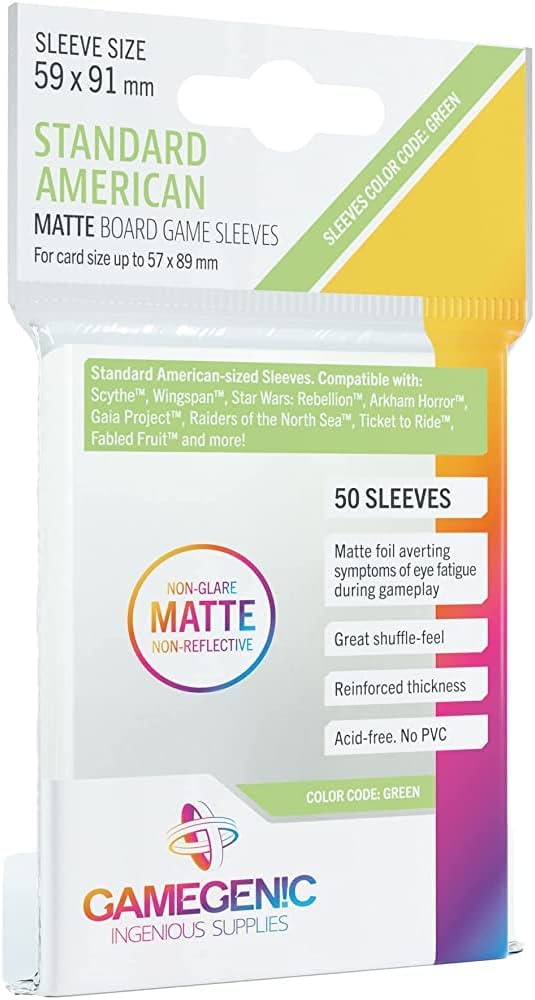 Gamegenic Sleeves: Clear Matte Standard American Board Game (50ct)